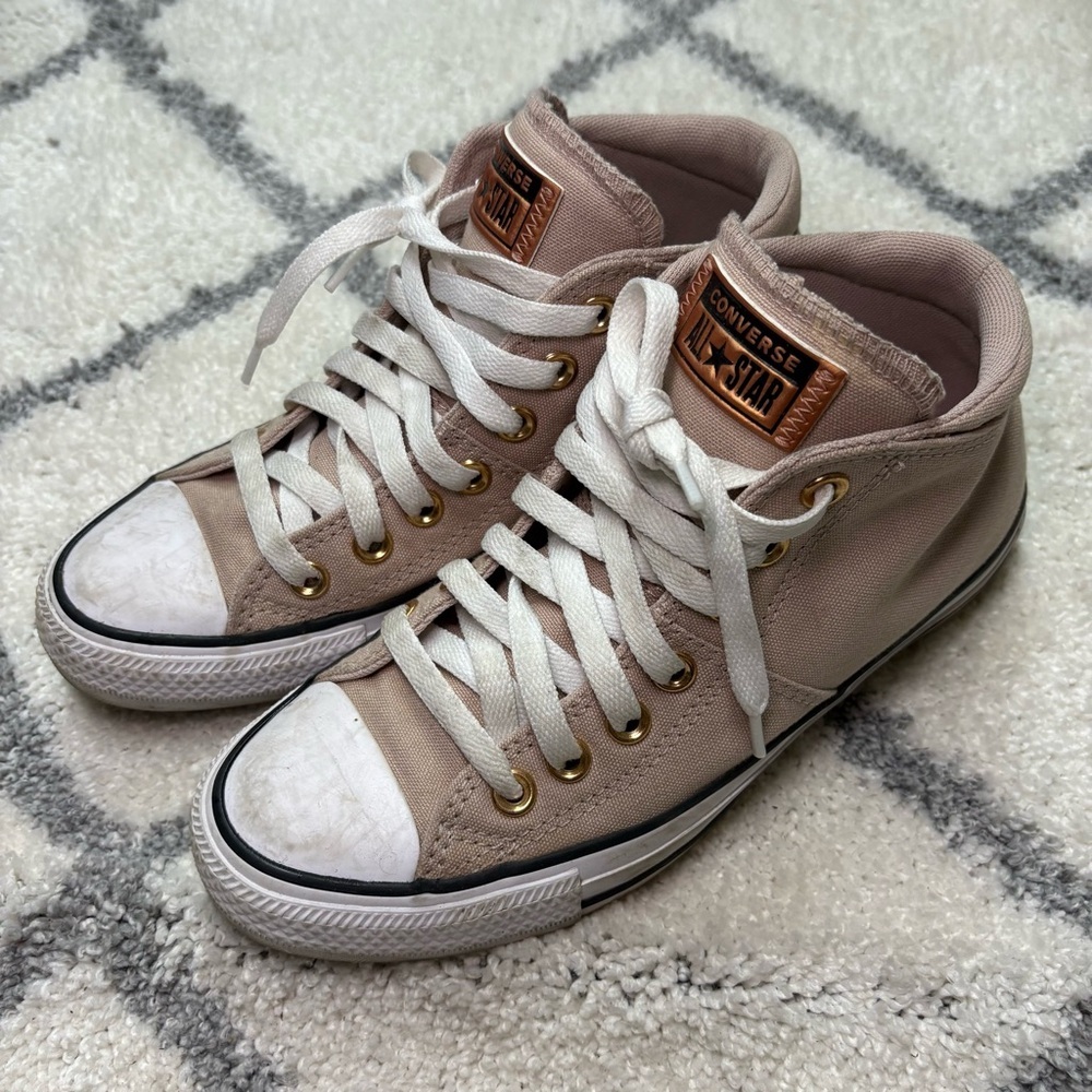 Converse Chuck Taylor All Star Mid Top Sneakers Pink High Rose Gold Skate Shoe